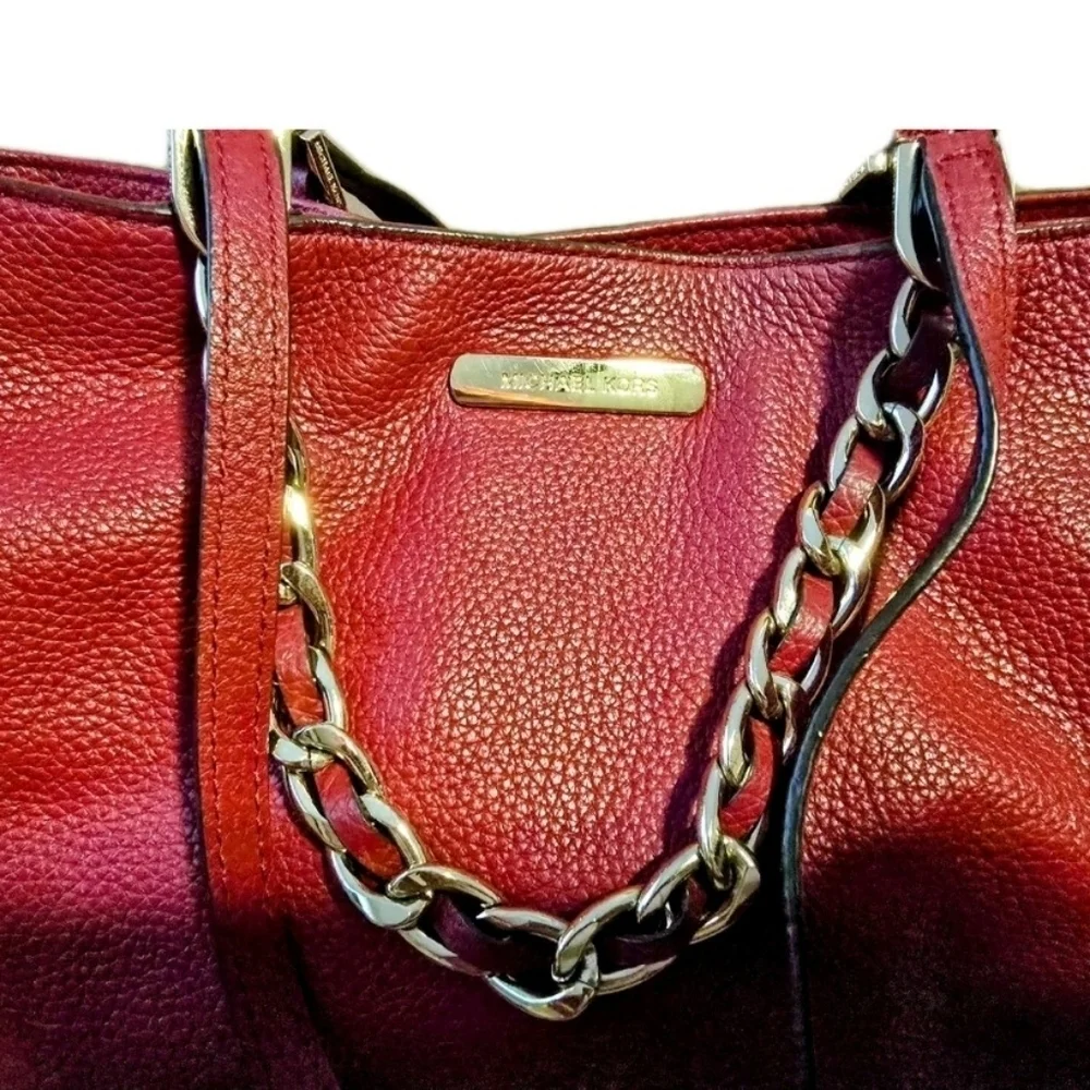 Michael Kors Red Leather Tote Bag - Very Good Condition